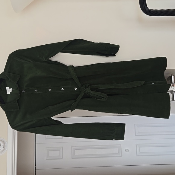 J.Crew Pine Green Corduroy Shirt Dress Belted Long Sleeve NWT Size 2 - Picture 6 of 17